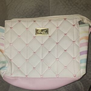 Betsey Johnson Quilted Pink and White Crossbody Bag